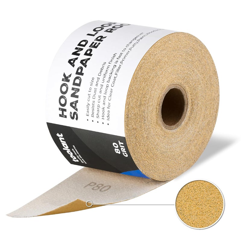 toolant 80 Grit Sandpaper Roll, 2-3/4" Wide 12 Yard Longboard Hook and Loop Sandpaper for Automotive,Woodworking, Metal, Plastic, Sanding Blocks - Image 1
